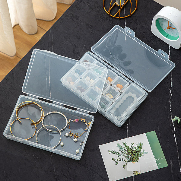 Transparent Jiugongge Jewelry Storage Box with Lid Ring Display Box Dust-proof Plastic Drawer Grid Jewelry Storage Box