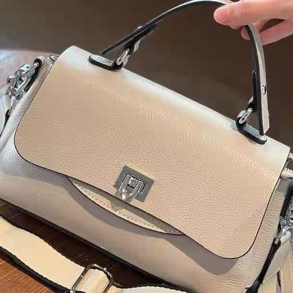 Top-grain leather women's 2024 fall/winter new arrival handbag, genuine leather women's bag, shoulder bag, crossbody bag, large capacity