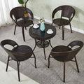 Simple balcony small tea table for home small apartment tea table living room rattan small coffee table table and chair combination glass round