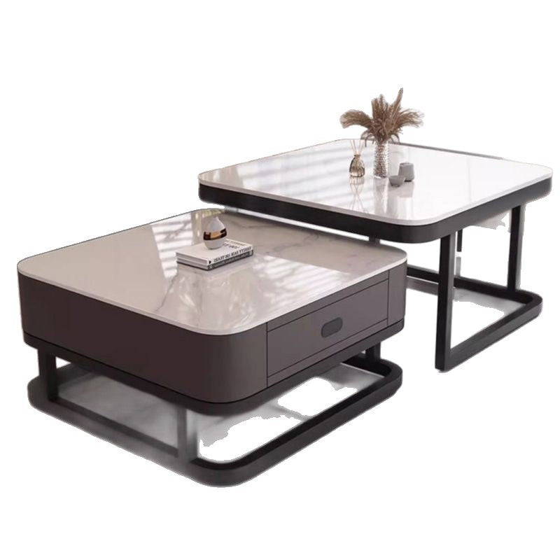 Rock slab coffee table for home living room small apartment coffee table casual modern new arrivalclassy glass retractable storage tea table