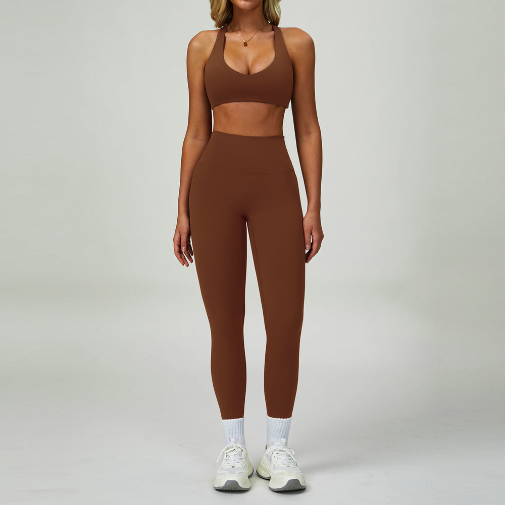 Summer cross-border barely-there yoga set - backless, tight-fitting, quick-dry activewear - outdoor sports running three-piece set 9300