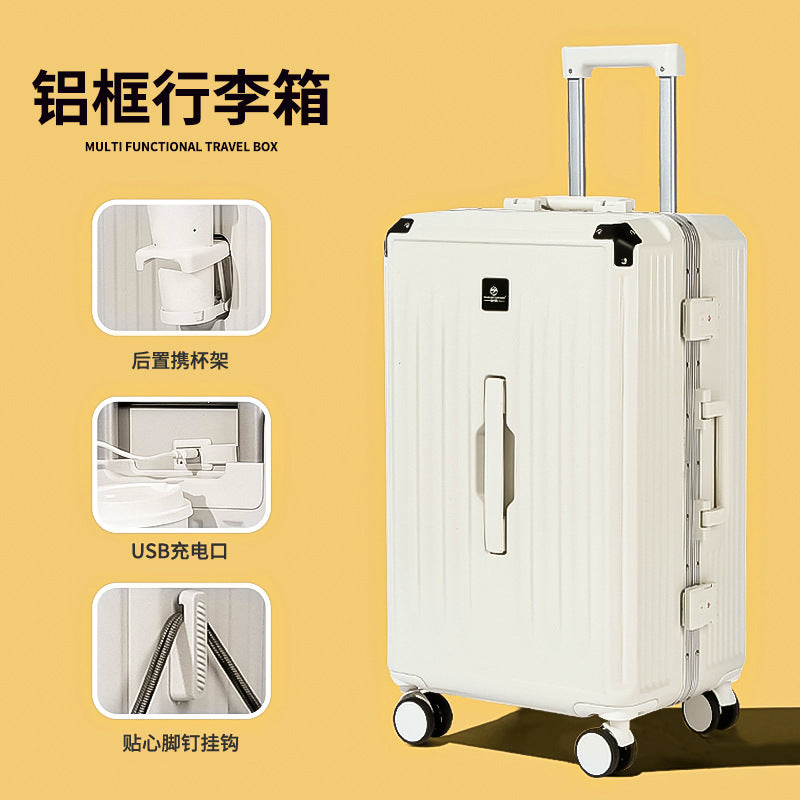 Luggage women's trolley case 2023 new 20-inch 24 silent universal wheel aluminum frame pc travel password box
