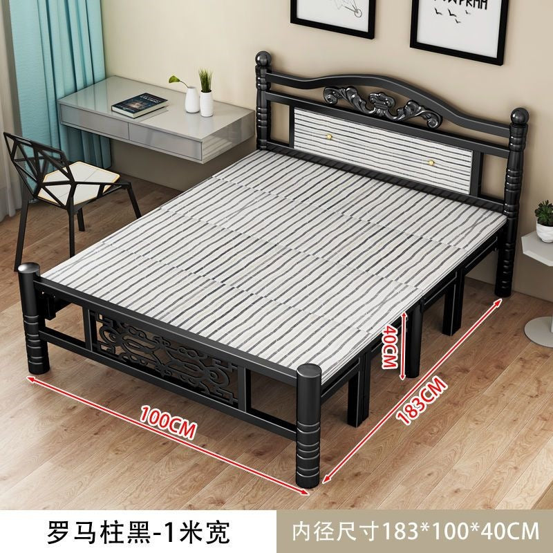 Folding bedfor homedouble iron frame bed with mattress rental house simple bed hard bed office lunch break bed single