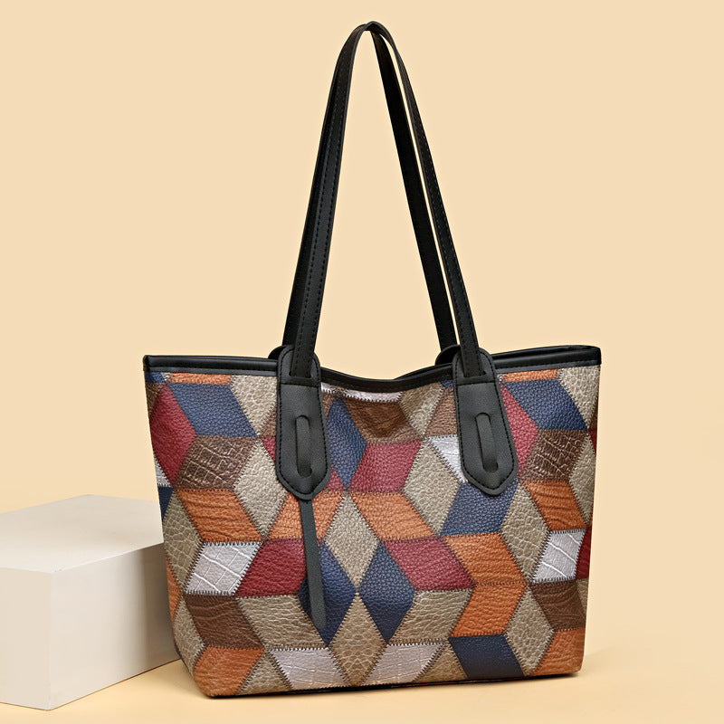 New arrival cross-border women's bag large capacity fashion texture shoulder bag retrotrendysatchel bag casualeasiest for match tote bag