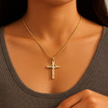 European and american cross-border jewelry creative personalized heart cross necklace, trendy minimalist versatile necklace nks58