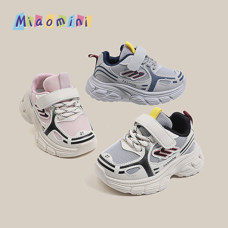 spring new children's athletic shoes, breathable mesh boys' running shoes, soft sole girls' chunky sneakers, ages 1-6