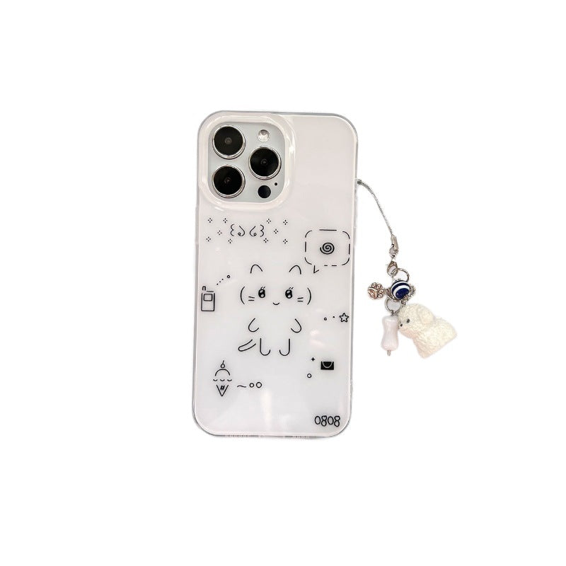 Women's apple 17 phone case - cute line art kitten iphone 16 pro max puppy charm protective cover