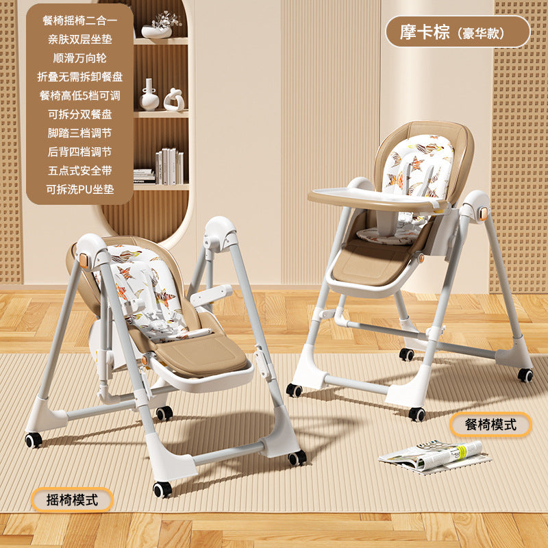 Baby Dining Chair Eating Chair Multifunctional Foldable Home Portable Baby Dining Table Seat Children's 2-in-1 Rocking Chair