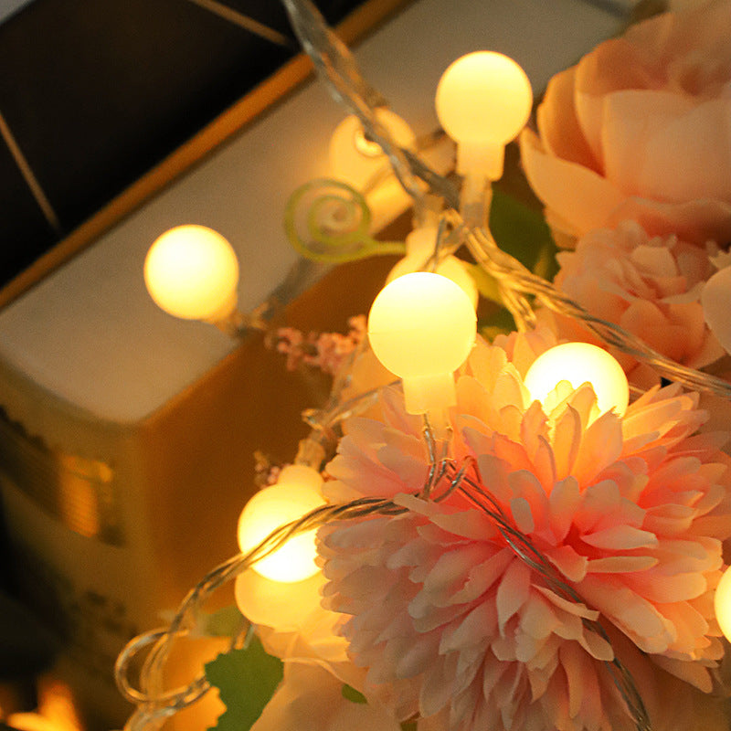 Solar remote control stepless color-changing outdoor waterproof camping canopy atmosphere light string round ball lantern small white ball pendant