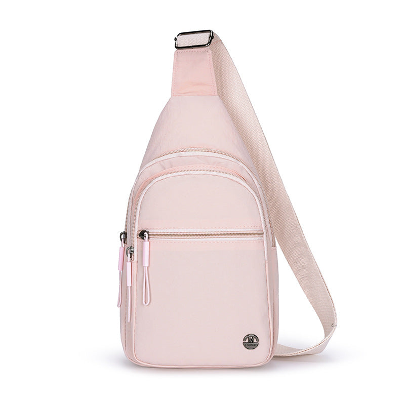 Foreign trade new women's breast bag outdoor commuting fashion versatile nylon shoulder bag solid color simple casual messenger bag