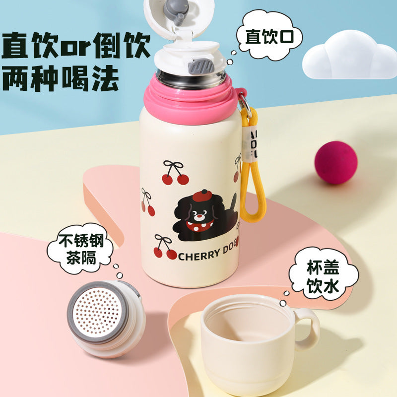 Double-walled insulated water bottle for kids, 316 stainless steel, suitable for both boys and girls. water bottle with straw, large capacity, wholesale and customization available