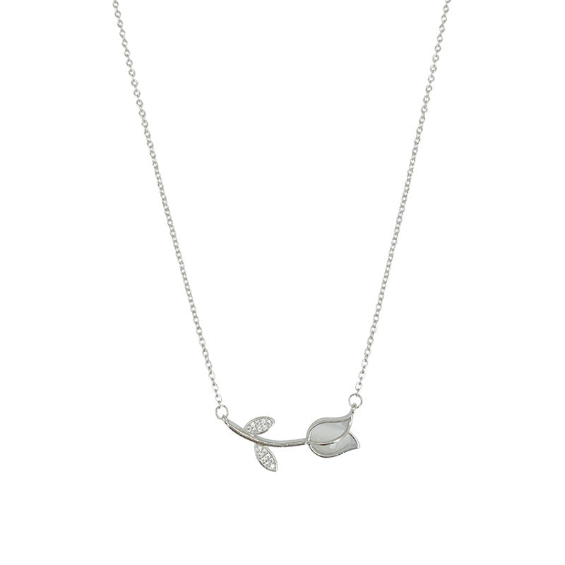 Cat's eye tulip titanium steel necklace - trendy, chic, and luxurious french-style choker necklace - korean-inspired accessory