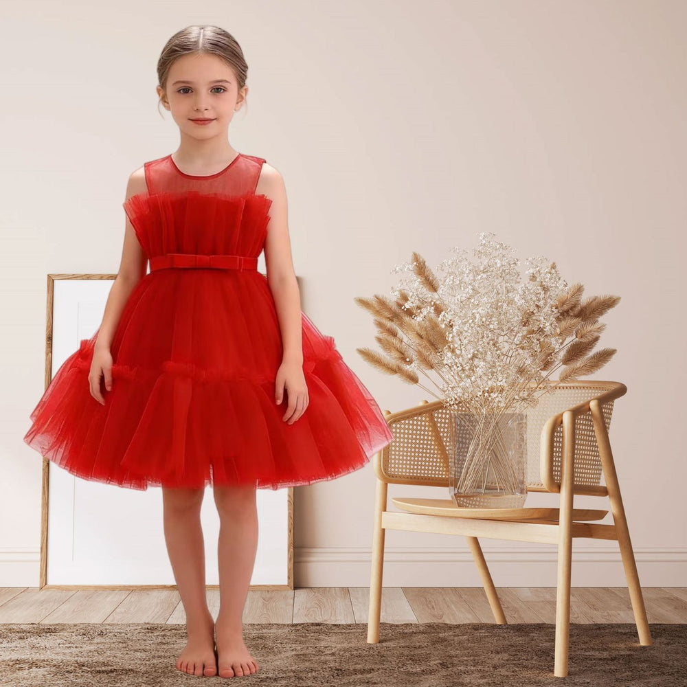 summer new girls' dress - european & american style sleeveless mesh tutu dress - kids' bow princess dress - little princess