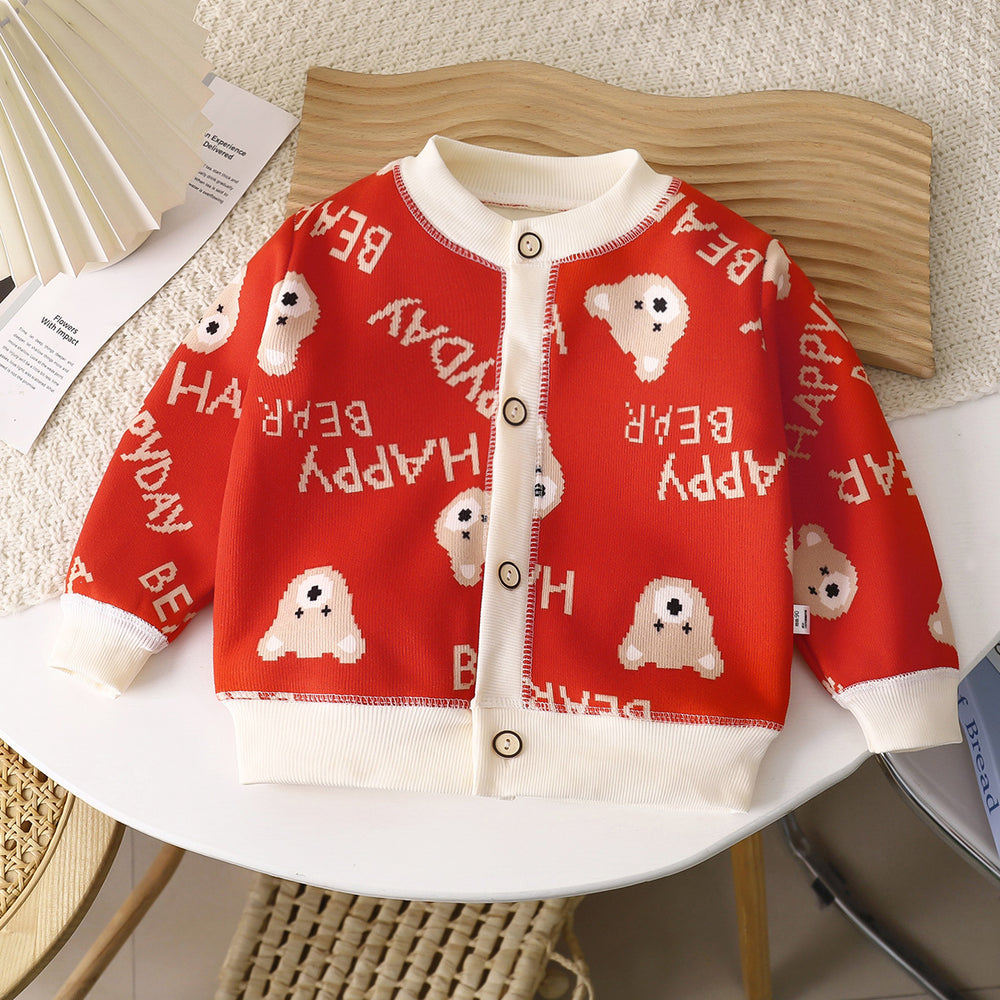 fall/winter new arrivals: versatile knitted cardigan for kids - warm, thickened outerwear sweater for boys and girls