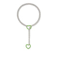 Amazon new arrivalcolorful double heart necklace punk cuban adjustable women's clavicle chain necklace necklace wholesale