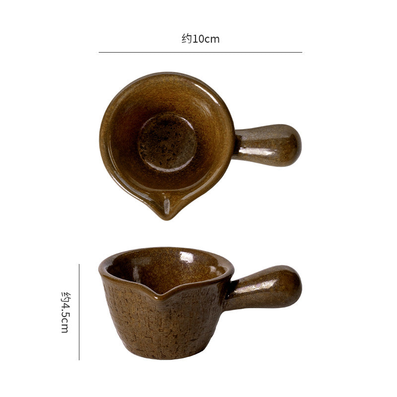 Retro ceramic stylish handle seasoning small milk dish dipping small milk cup sauce steak dessert sauce dessert dish