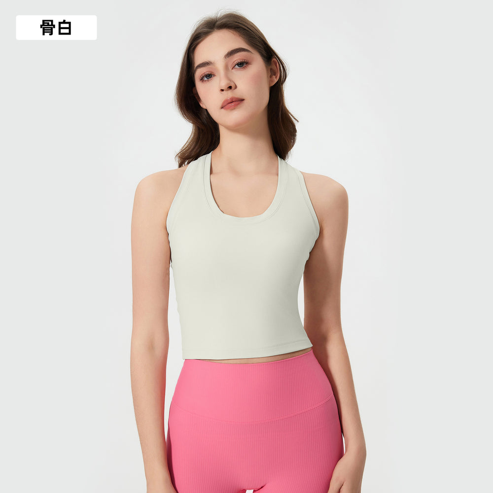 Spring/summer new racerback yoga top - versatile cropped workout tank for women (d25032)