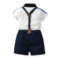 European and american new boys' summer two-piece set: boys' summer outfit, cotton patchwork polo shirt, t-shirt for mid-to-large children
