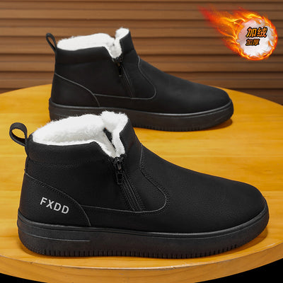 2025 men's winter high-top trendy fleece-lined warm cotton shoes outdoor waterproof youth snow boots