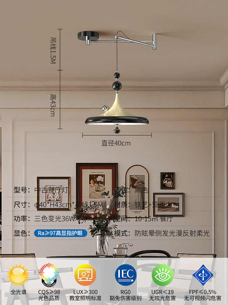 Creative personality antique rocker restaurant chandelier walnut color island chandelier full spectrum LED wrought iron chandelier