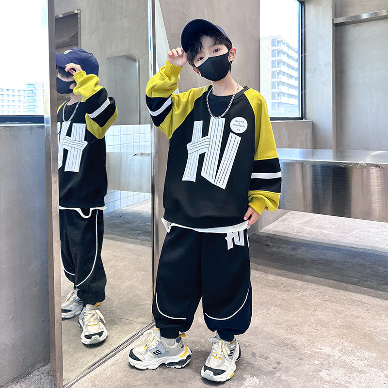 Kids' fall outfit: cool & stylish hoodie set - trendy boy's  new arrival - handsome two-piece set for boys, perfect for spring and autumn