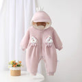 Winter hooded romper outfit baby jumpsuit coat infant onesie super cute fleece-lined thickened trendy