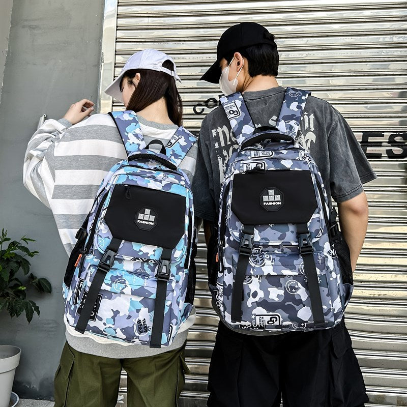 Junior high school student schoolbag female and male large capacity strong and durable backpack college student high school primary school camouflage travel backpack