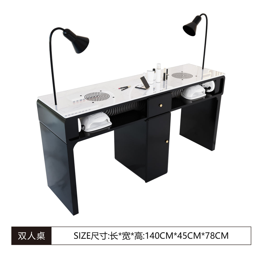 New arrival: extra-wide 45 turbine engraved grade vacuum marble & porcelain surface multifunctional minimalist nail table and chair set