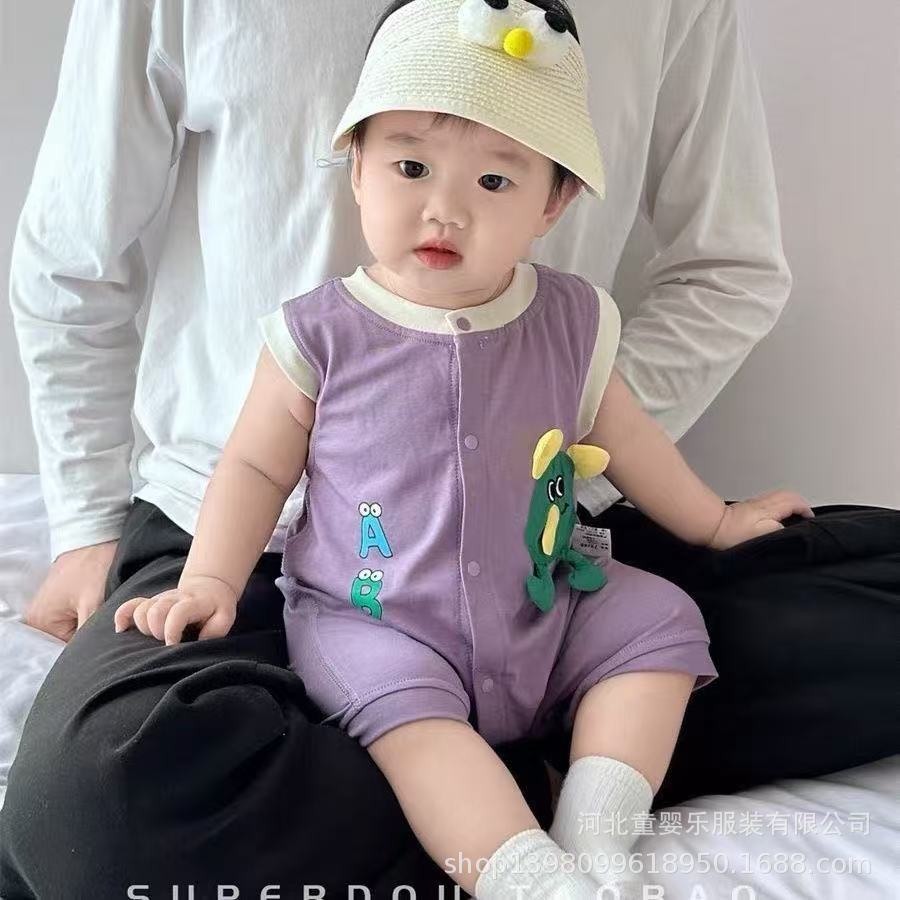 Summer outfit for baby boys and girls: lightweight sleeveless romper - newborn bodysuit, wide shoulder tank top, perfect for crawling and outdoor wear