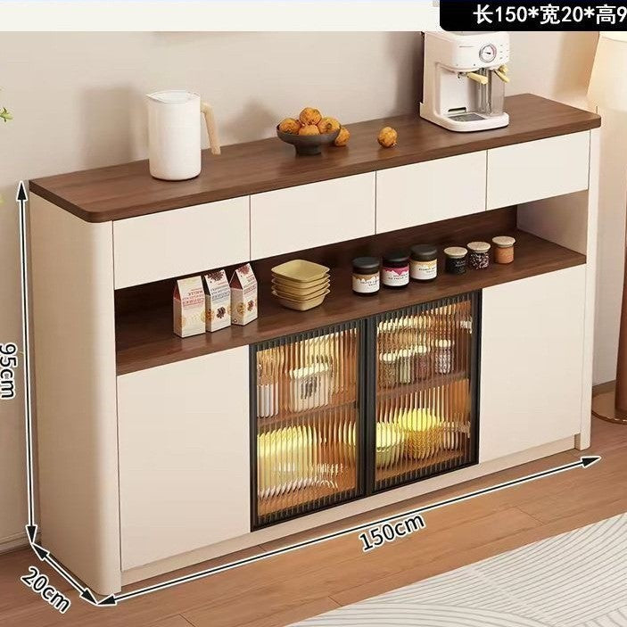 Medieval style sideboard changhong glass with lights for home restaurant tea storage cabinet cream style multifunctional water bar cabinet