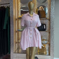 European and american cross-border women's fashion:  summer new arrival - elegant lapel, single-breasted button, pocket, tie-waist shirt dress
