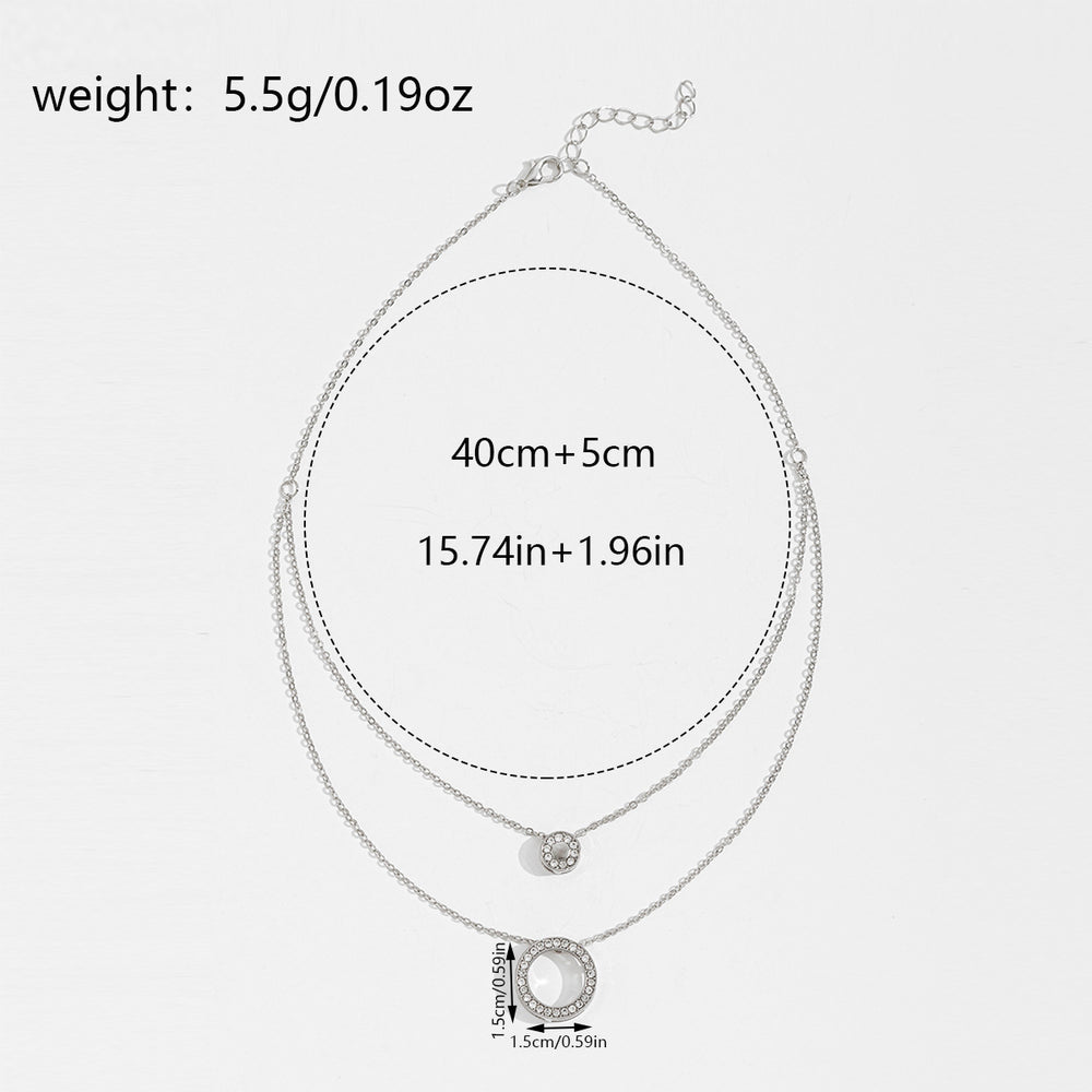 Wholesale round necklaces - european & american cross-border, light luxury, high-end diamond-studded pendants, women's fashionable minimalist design, choker necklaces