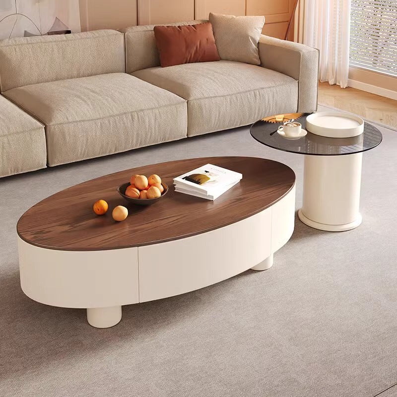 French cream style coffee table light luxury normcore living room slate coffee table modern small apartment storage scandinavian round combination