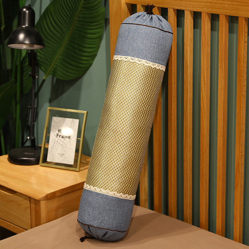 Linen mat long pillow summer cylindrical long pillow summer candy pillow bedside cushion leg pillow detachable