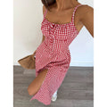european and american cross-border new summer plaid cami dress - hot girl style