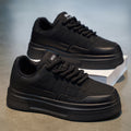 2026 men's spring premium low-top casual sneakers: versatile, thick-soled, height-increasing leather white shoes for men