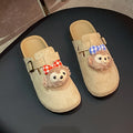 New arrival lazy shoes birkenstock slippers for women spring autum home non-slipoutwear cartoon stylish toe-cap half slippers wholesale