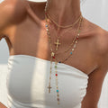 Cross necklace wholesale european and american cross-border new jewelry niche high-end necklace women's diamond tassel clavicle chain