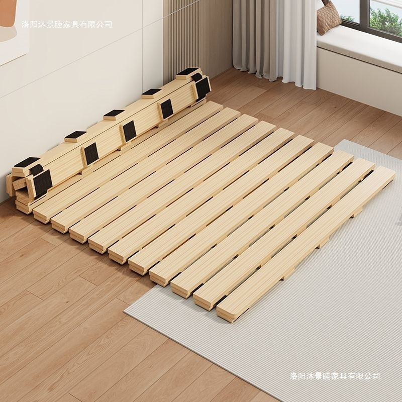 Foldable lumbar support hard bed board - breathable soft mattress topper for hard beds - spine support solid wood slatted frame hard board