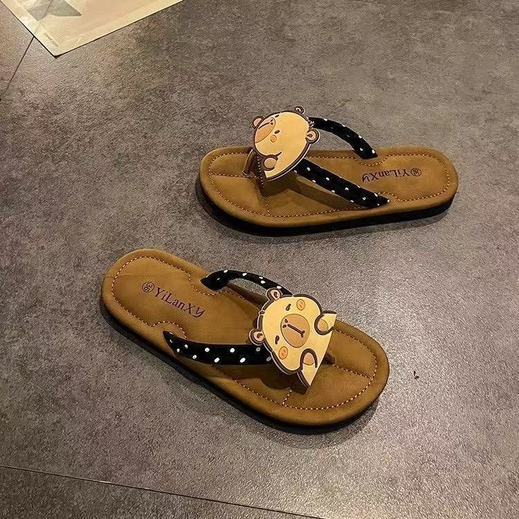 Cartoon cute outerwear flip flops women's summer internet celebrity ins best selling soft beach non-slip women's flip flops