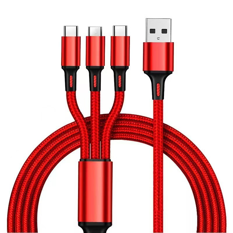 100w super fast charging 3-in-1 data cable, compatible with huawei and apple phones, 3-in-1 flash charge braided charging cable