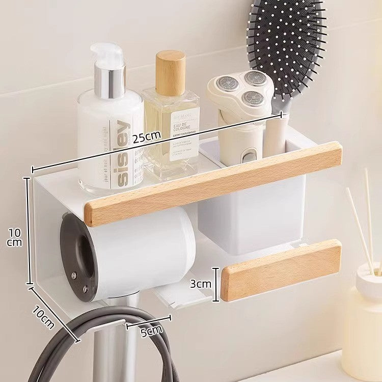 Walnut non-punching electric hair dryer bracket hair dryer wall hanger toilet toilet storage shelf storage artifact