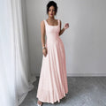 Pink u-neck sleeveless tank dress - women's summer slim fit lace a-line maxi dress with a chic, edgy design