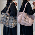 autumn/winter hot-selling double-sided backpack - women's niche plaid design shoulder bag - large capacity versatile tote bag