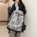 Trendy high-street water-resistant lightweight backpack - 26l large capacity student schoolbag, durable with free headphone pouch