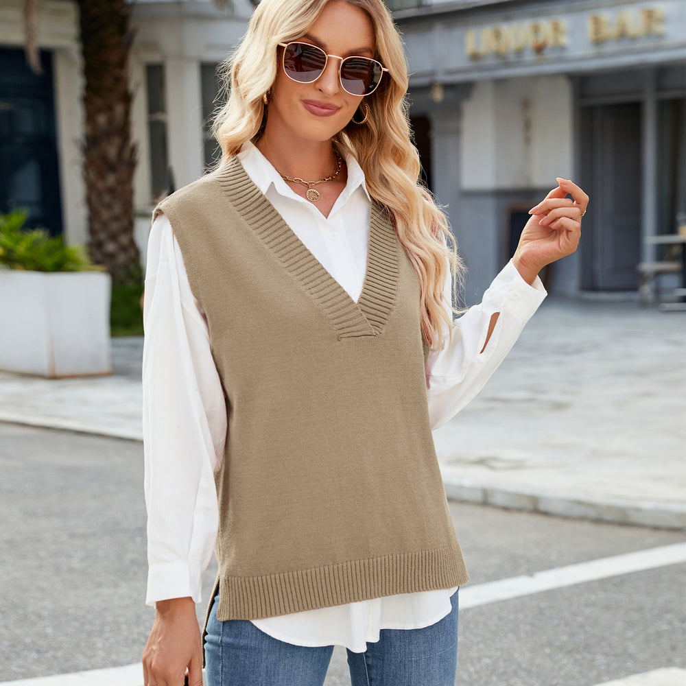 Fashion cross-border vest vest sweatersilmv necknew arrival  sleeveless waistcoat knitting shirt women's sweater