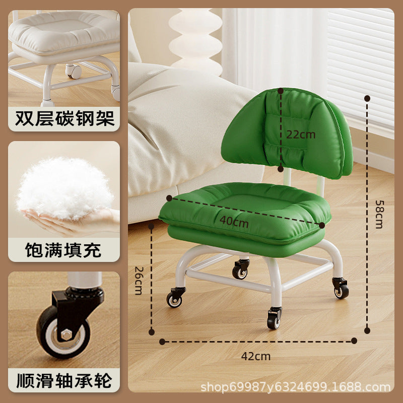 Raised universal wheel, small stool, silent backrest chair, pulley, low stool with baby bench, beautiful seam stool, shoe change household