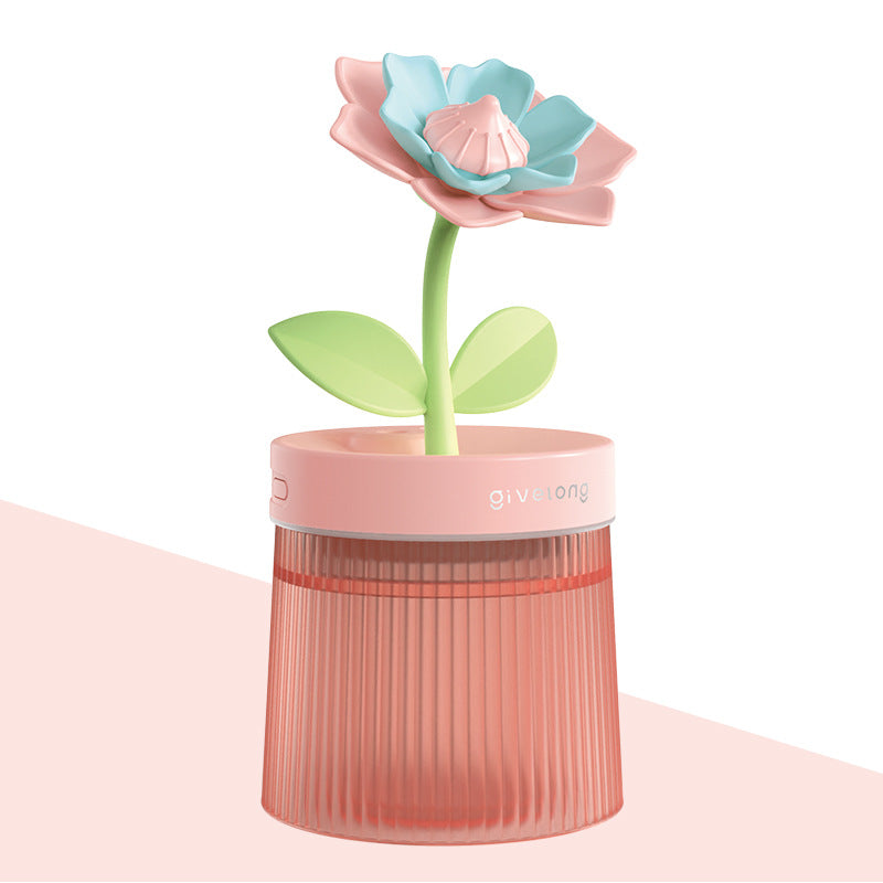 Flower air humidifier tabletop sunflower humidifier bedroom gardenia colorful atmosphere light sprayer