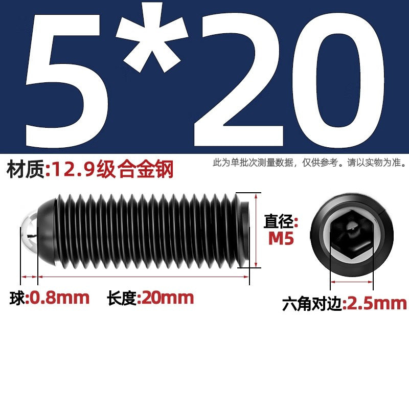 304 stainless steel/12.9 grade wave ball screw steel ball fastening spring ball head spring plunger ball glass positioning ball