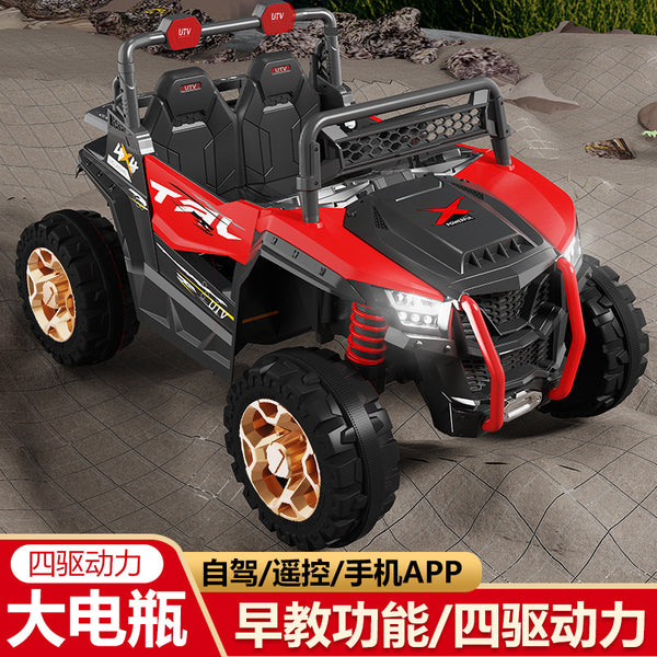 Children's electric vehicle four-wheel drive car with remote control four-wheel drive off-road vehicle baby toy car can sit in adult double stroller